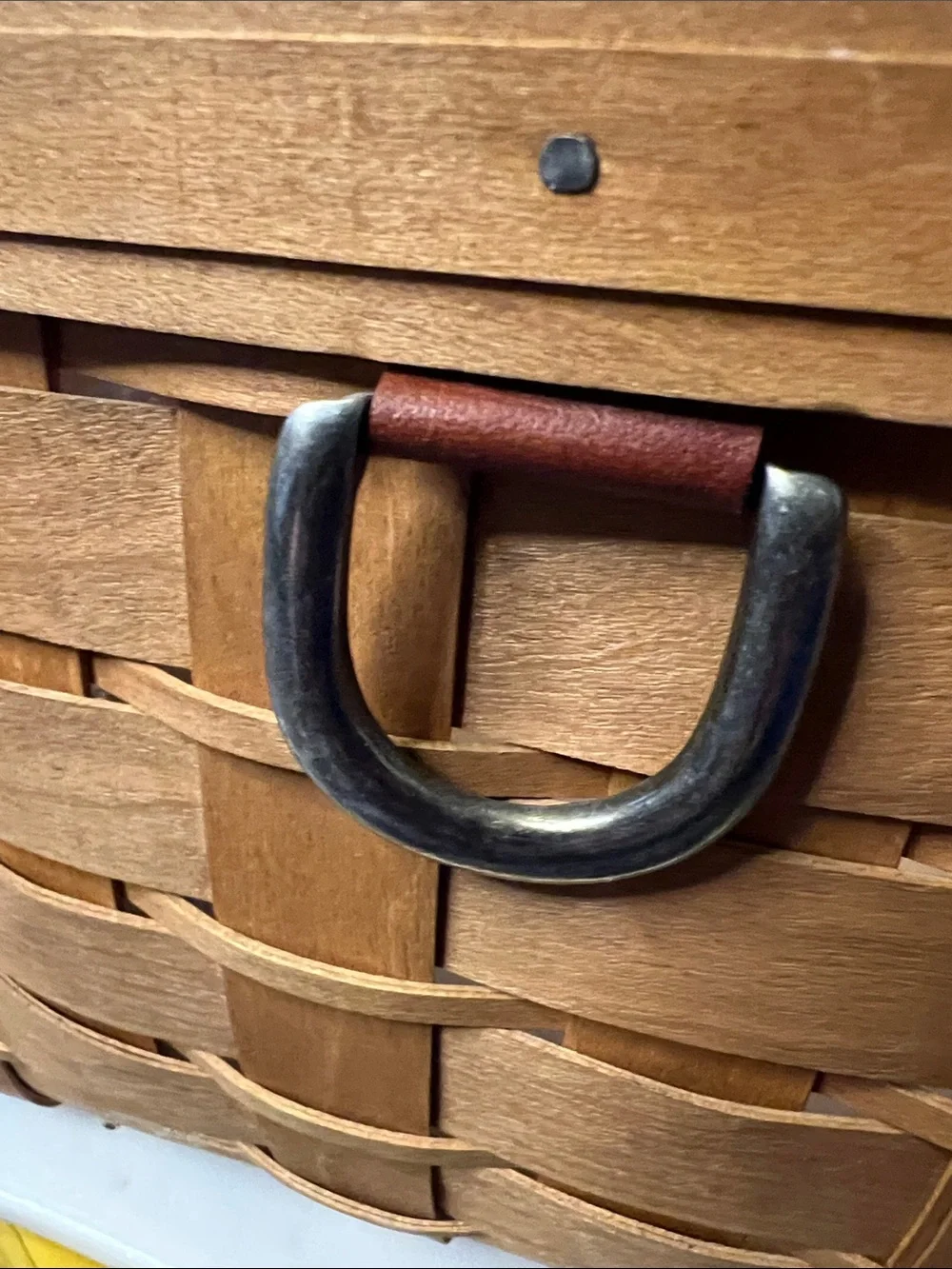 Longaberger 2008 Handwoven large Basket Plastic Protector Liner D-Ring Vintage